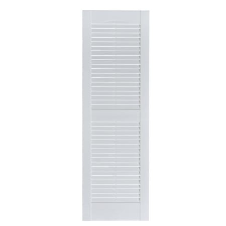 PERFECT SHUTTERS 15 Inch x 67 Inch Louver Exterior Vinyl Shutter, PR LVR-15-67-49